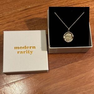 Modern Rarity Gold Textured Medallion Necklace